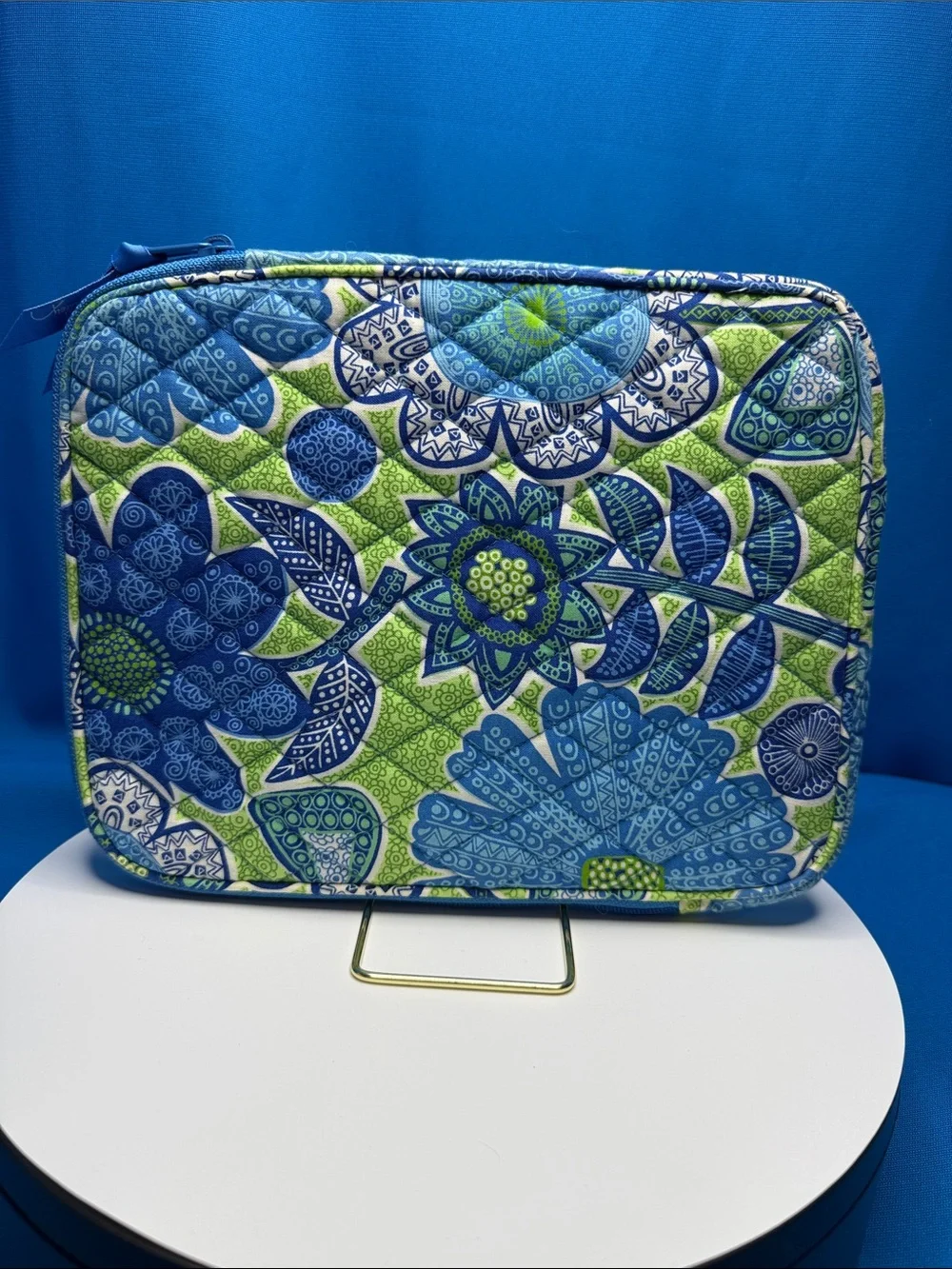 Vera Bradley Blue Navy Lime Green Floral Laptop Sleeve